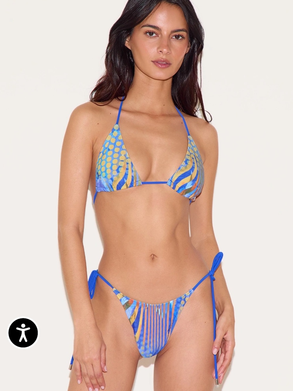 Pretty little thing BLUE ABSTRACT PRINT TRIANGLE BIKINI TOP AND BOTTOM